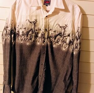 VTG Roper Shirt Mens M Western Cowboy Rock Country Rodeo Ranchero Vaquero Snaps